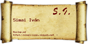 Simai Iván névjegykártya